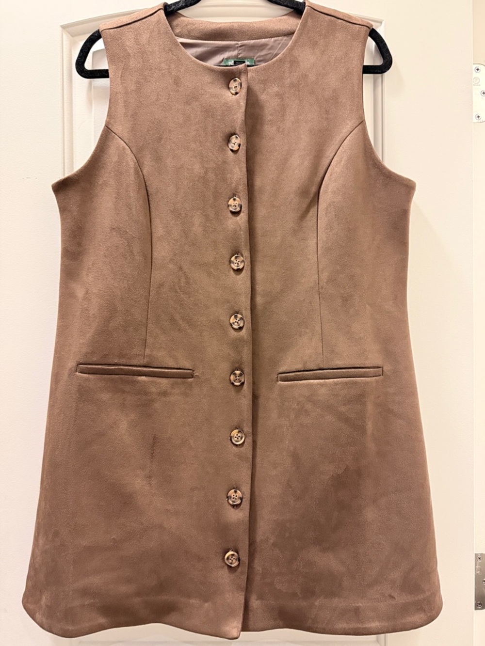 wild fable Suede-Look Button Front Midi Dress in Taupe